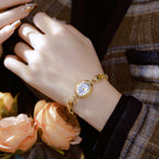 Oval Dial Gemstone Link Bracelet Watch