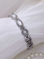 Oval Dial Gemstone Link Bracelet Watch