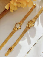 Oval Dial Diamond Accented Link Bracelet Watch