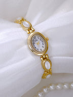 Oval Dial Gemstone Link Bracelet Watch