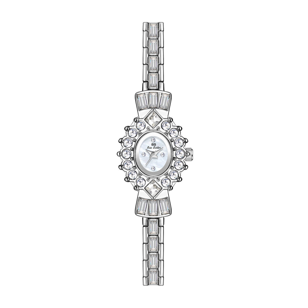 Crystal Flower Dial Link Bracelet Watch