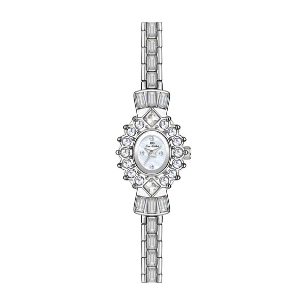 Crystal Flower Dial Link Bracelet Watch