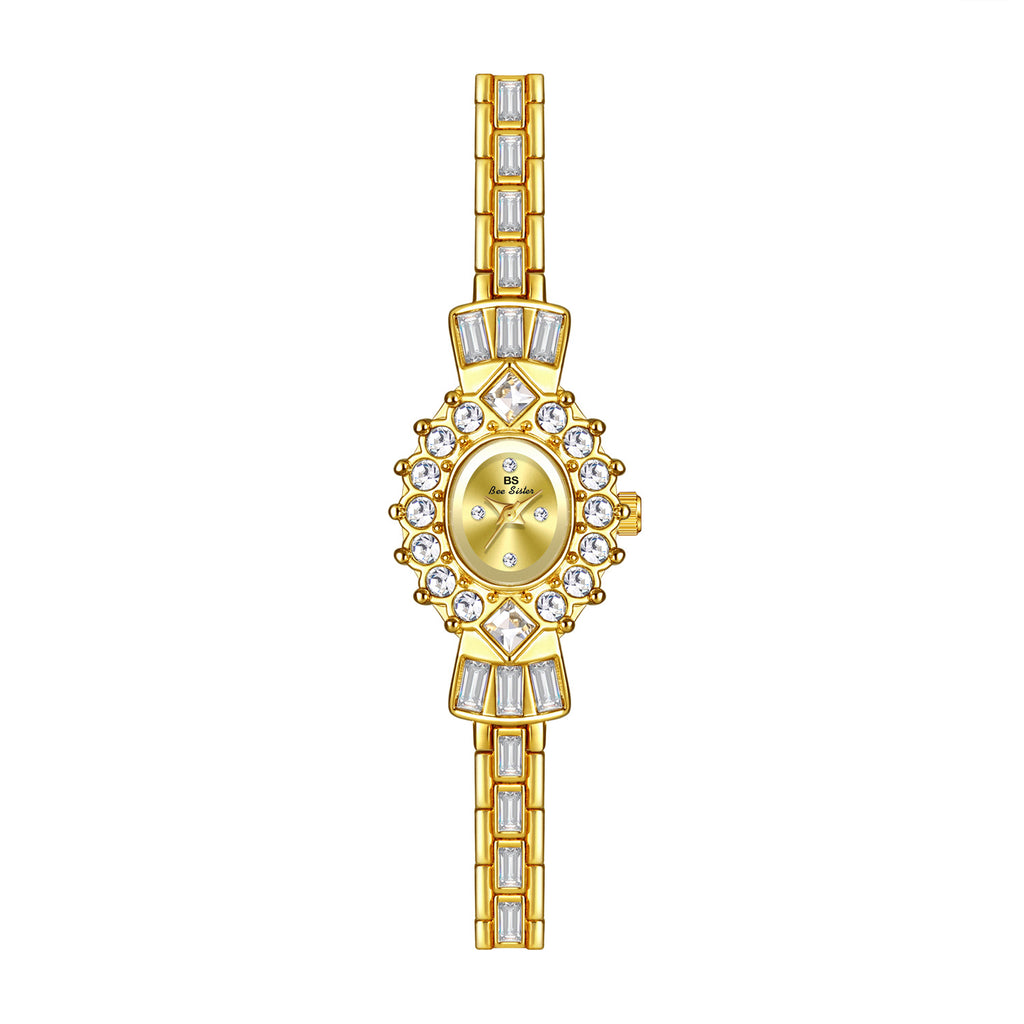 Crystal Flower Dial Link Bracelet Watch
