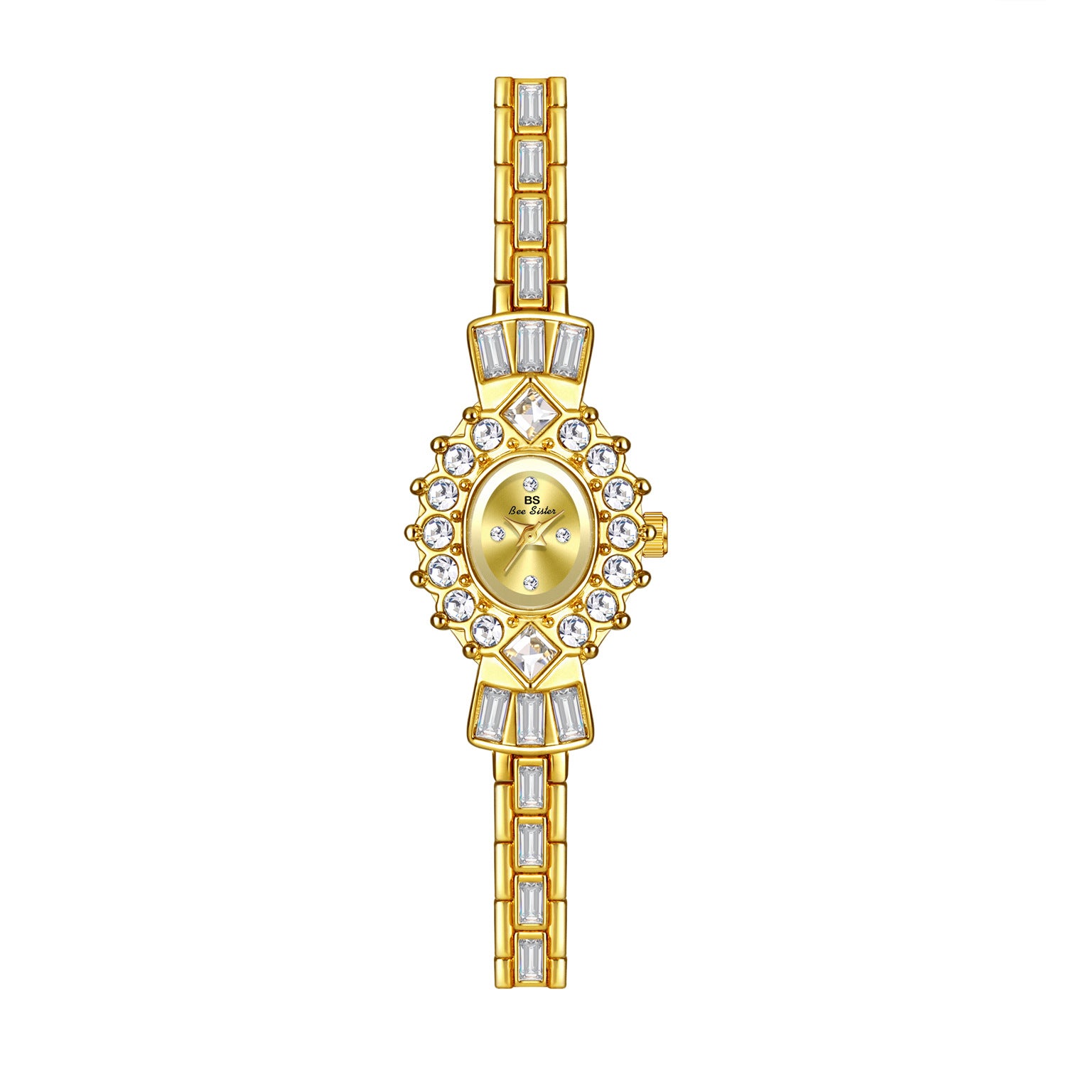 Crystal Flower Dial Link Bracelet Watch