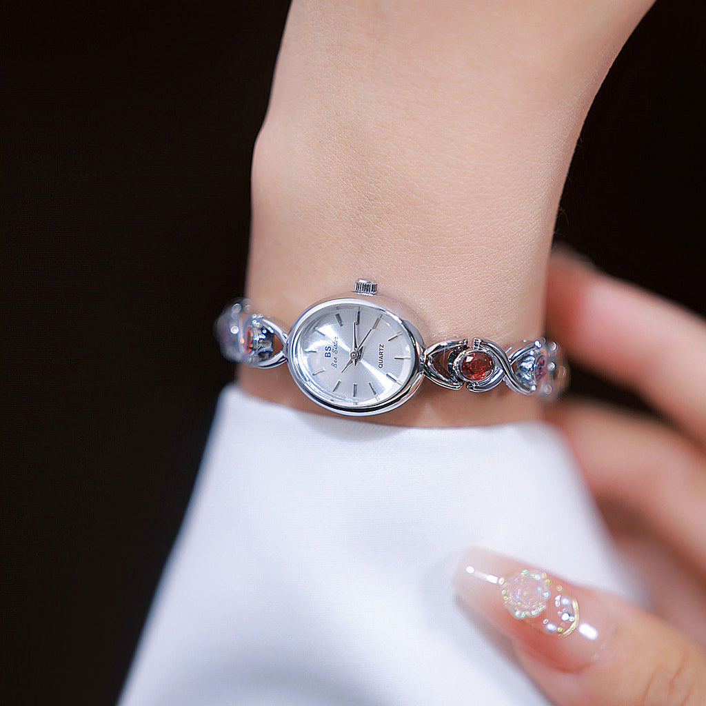Oval Dial Multi-Gemstone Link Watch