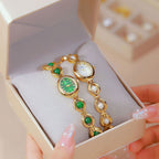 Oval Dial Pearl Link Bracelet Watch