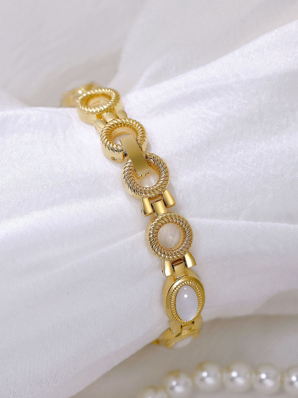 Oval Dial Gemstone Link Bracelet Watch