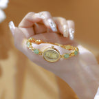 Sophisticated Oval Dial Stone Quartz Watch