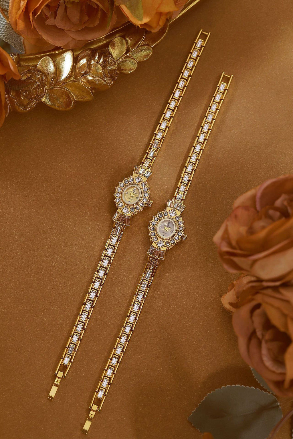 Crystal Flower Dial Link Bracelet Watch