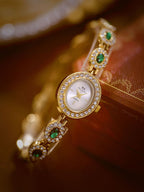 Oval Gemstone Crystal Link Bracelet Watch