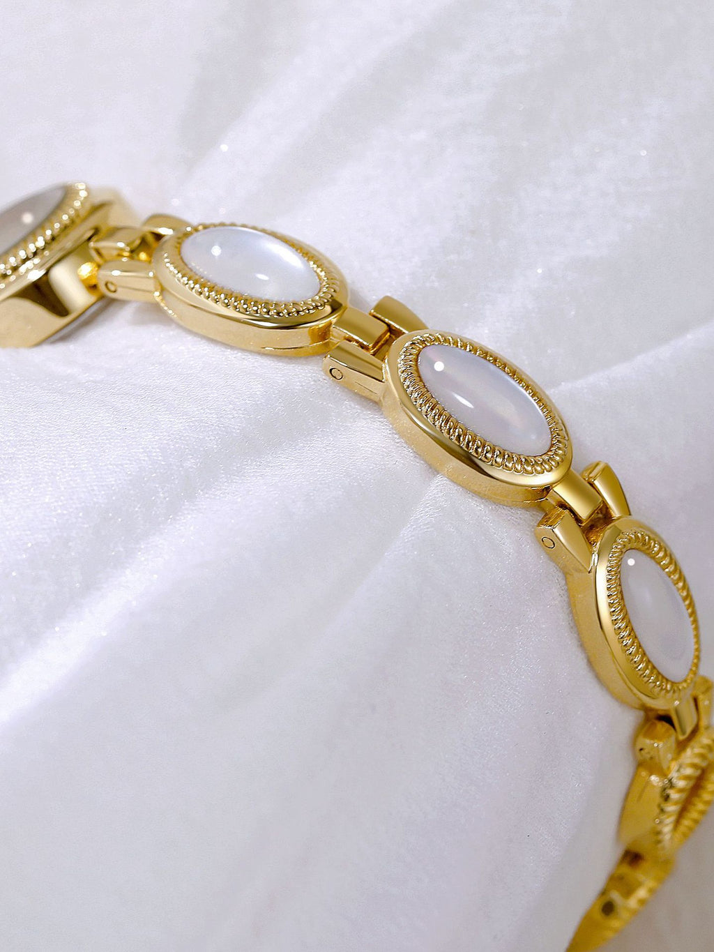 Oval Dial Gemstone Link Bracelet Watch