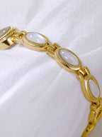 Oval Dial Gemstone Link Bracelet Watch