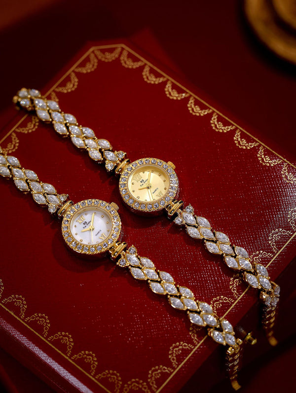 Luxury Quartz Watch with Crystal Embellishments