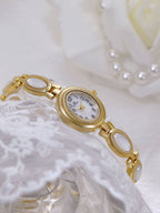 Oval Dial Gemstone Link Bracelet Watch