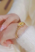 Round Crystal Dial Link Bracelet Watch
