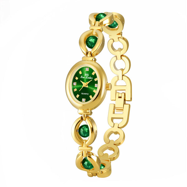 Oval Dial Pearl Link Bracelet Watch
