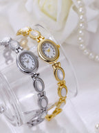 Oval Dial Gemstone Link Bracelet Watch