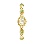 Oval Dial Gemstone Link Bracelet Watch