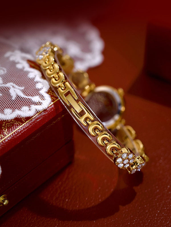 Luxury Quartz Watch with Crystal Embellishments