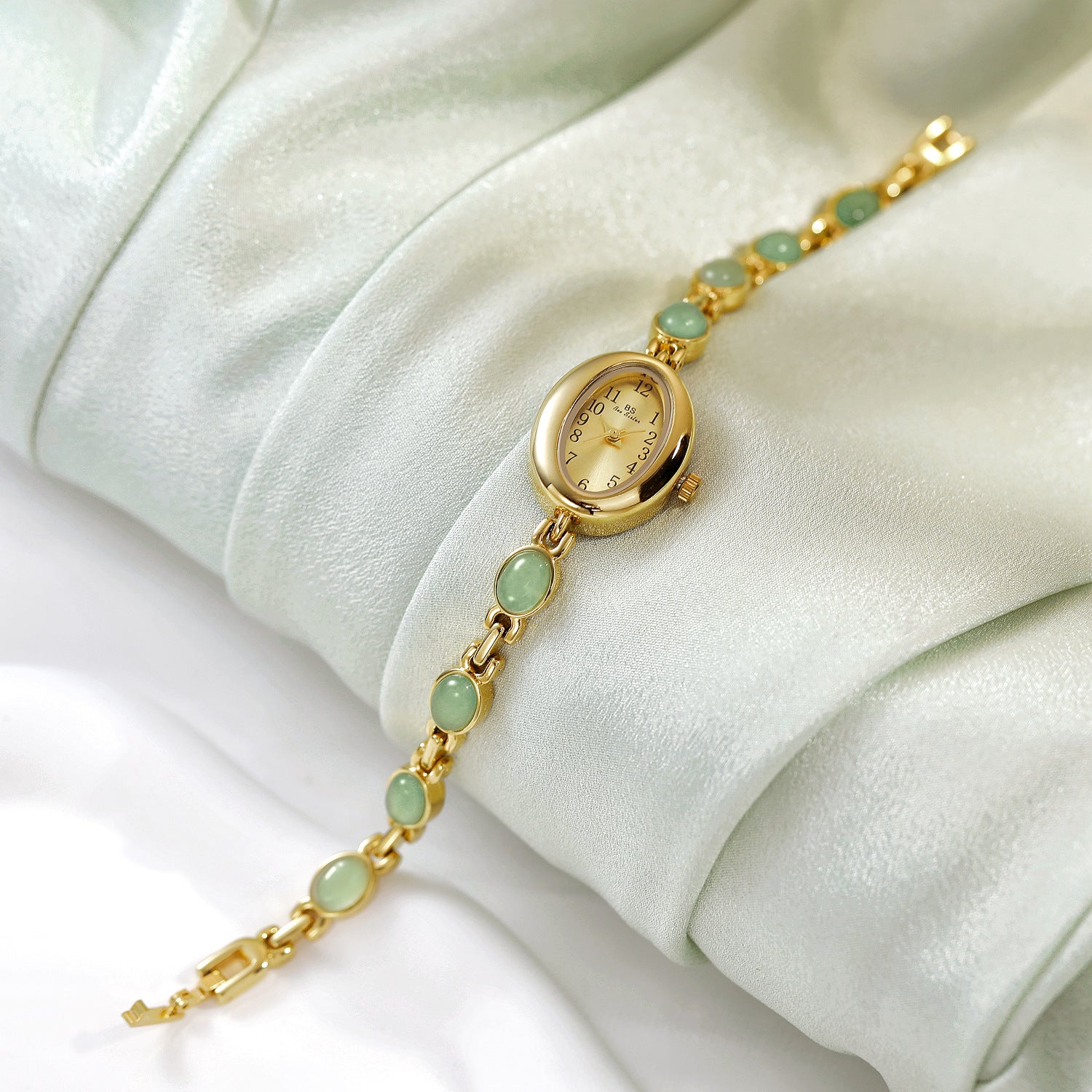 Sophisticated Oval Dial Stone Quartz Watch