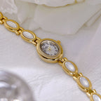 Oval Dial Gemstone Link Bracelet Watch