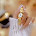 Oval Dial Diamond Accented Link Bracelet Watch
