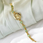 Sophisticated Oval Dial Stone Quartz Watch