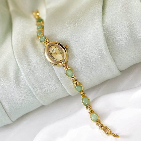 Sophisticated Oval Dial Stone Quartz Watch