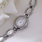Oval Dial Gemstone Link Bracelet Watch