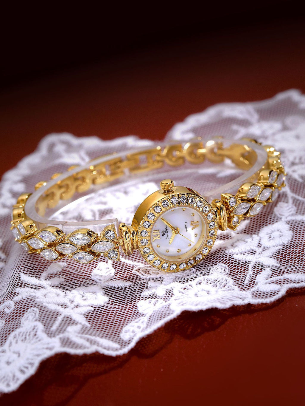 Luxury Quartz Watch with Crystal Embellishments
