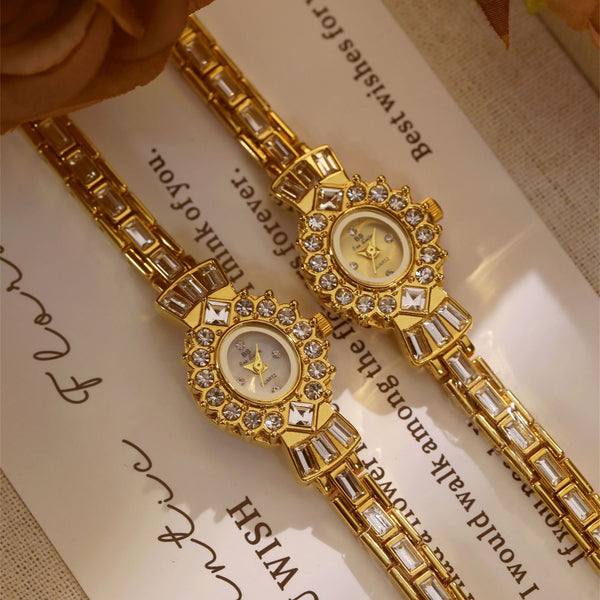 Crystal Flower Dial Link Bracelet Watch