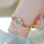 Oval Dial Multi-Gemstone Link Watch