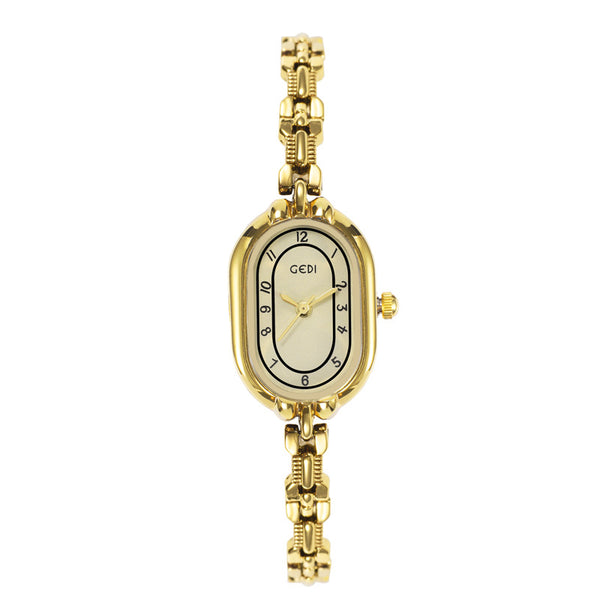 Oval Numeric Dial Link Bracelet Watch