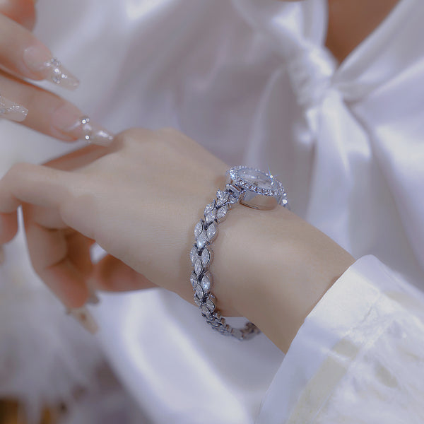 Luxury Quartz Watch with Crystal Embellishments