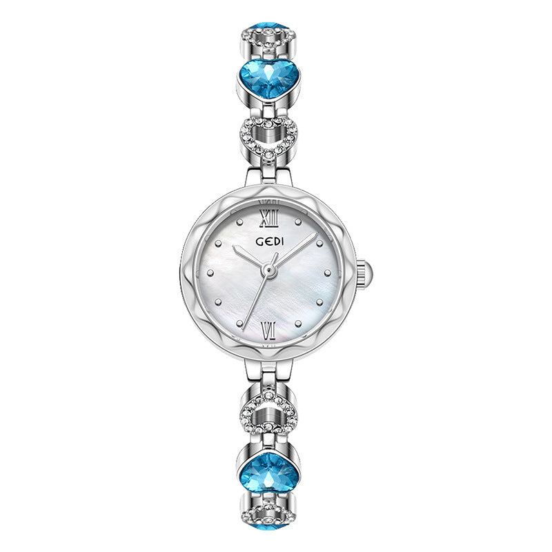 Fluted Bezel Crystal Link Bracelet Watch