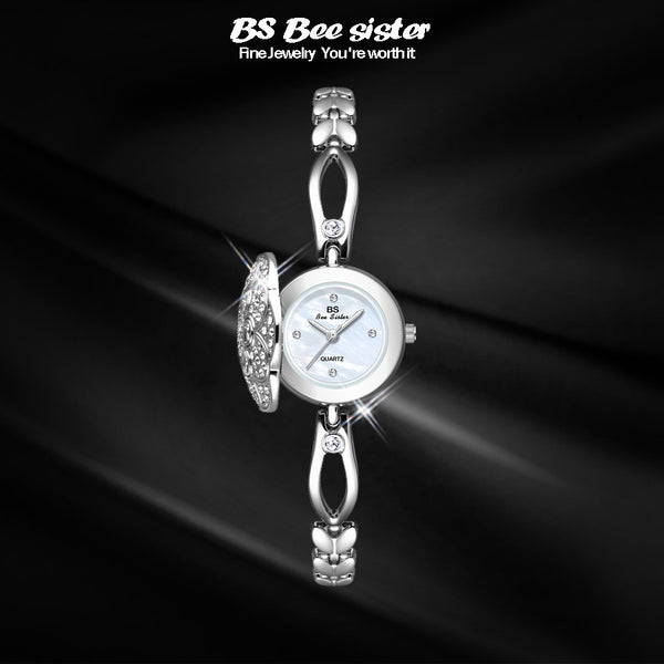Floral Crystal Dial Link Watch