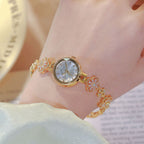 Round Minimal Dial Floral Crystal Watch
