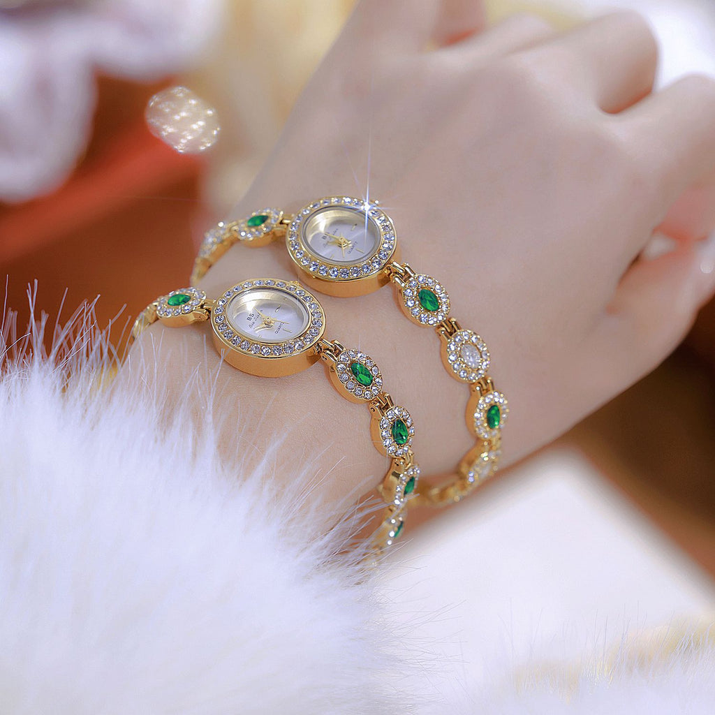 Oval Gemstone Crystal Link Bracelet Watch