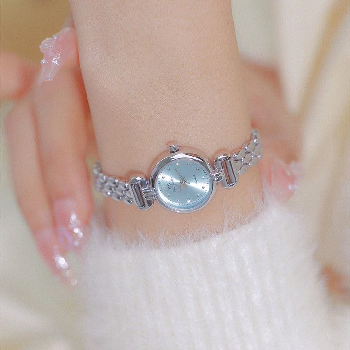 Round Crystal Dial Link Bracelet Watch