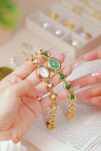 Oval Dial Pearl Link Bracelet Watch