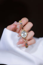 Oval Dial Multi-Gemstone Link Watch