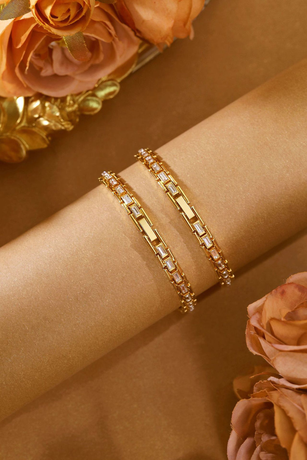 Crystal Flower Dial Link Bracelet Watch
