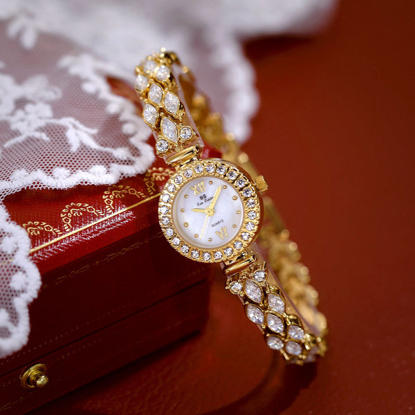 Luxury Quartz Watch with Crystal Embellishments