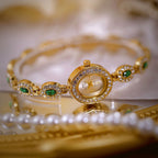 Oval Gemstone Crystal Link Bracelet Watch