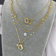 Interlocking Double Heart Necklace in Gold