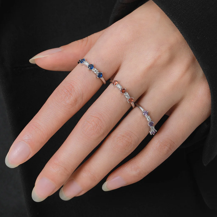Silver Sapphire & Zircon Wave Ring
