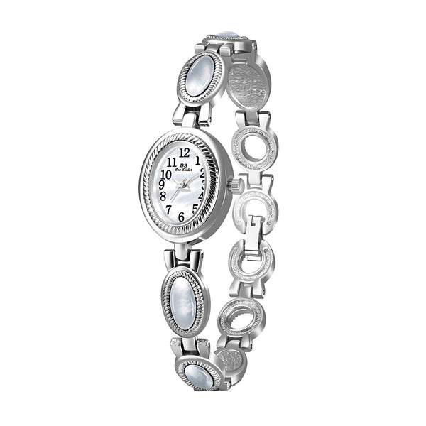 Oval Dial Gemstone Link Bracelet Watch