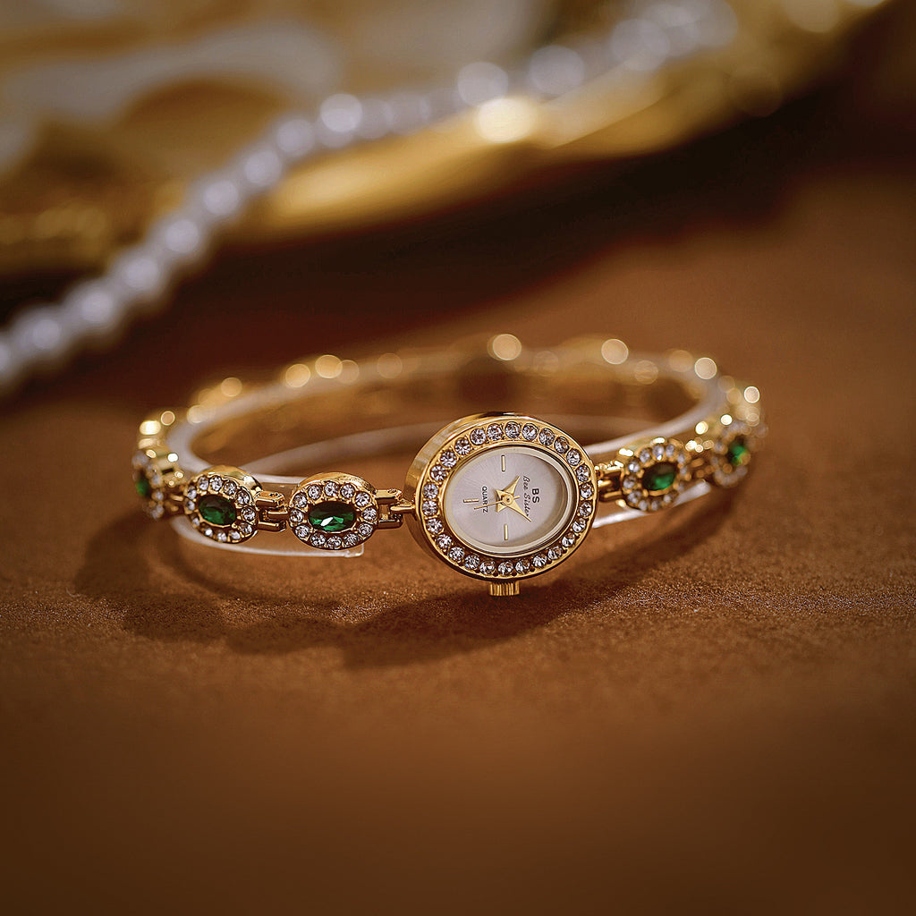 Oval Gemstone Crystal Link Bracelet Watch