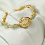 Sophisticated Oval Dial Stone Quartz Watch