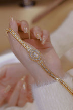 Crystal Flower Dial Link Bracelet Watch